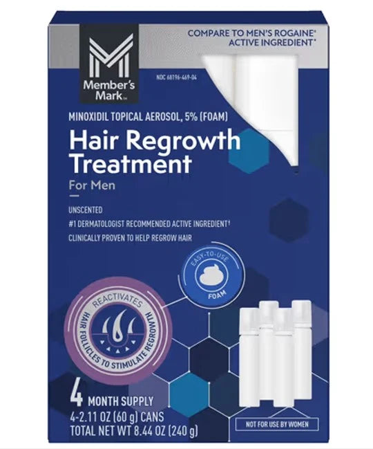 Members Mark 5% Minoxidil Foam – Men’s Hair Regrowth, 4 Months